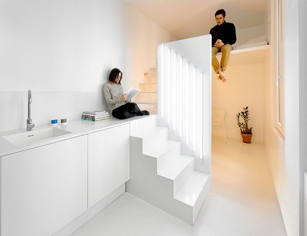 Маленькие квартиры: умная планировка крошечной квартиры студии в Париже