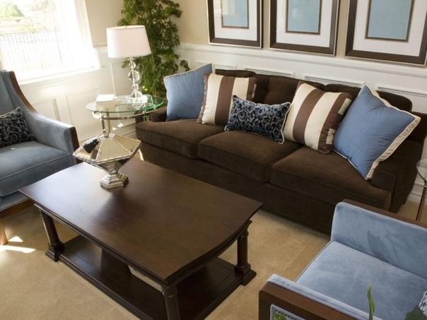 Коричневый диван в интерьере: выбор модели, оттенка и правила размещения.