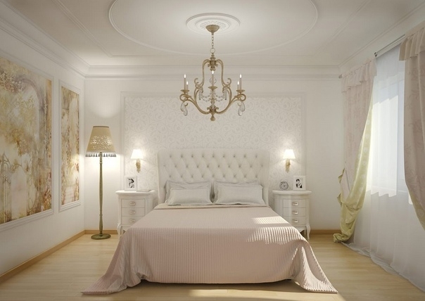 Дизайн спальни: несколько сценариев оформления “классического” потолка.