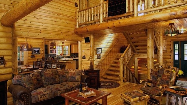 Интерьер деревянного дома по типу русская изба.