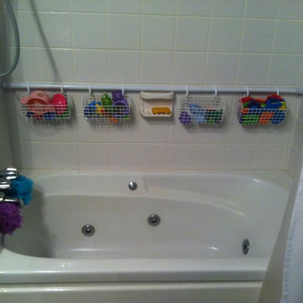 Идея для хранения игрушек в ванне