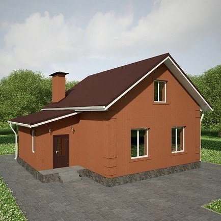 Эскиз проекта загородного одноэтажного дома с мансардой площадью 95кв.м.